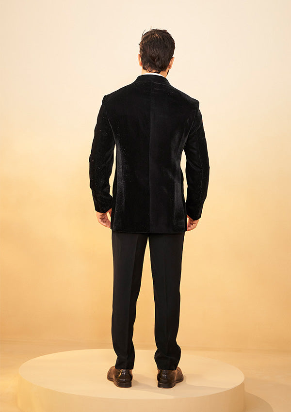 Black Velvet Suit with  Zari Detailing