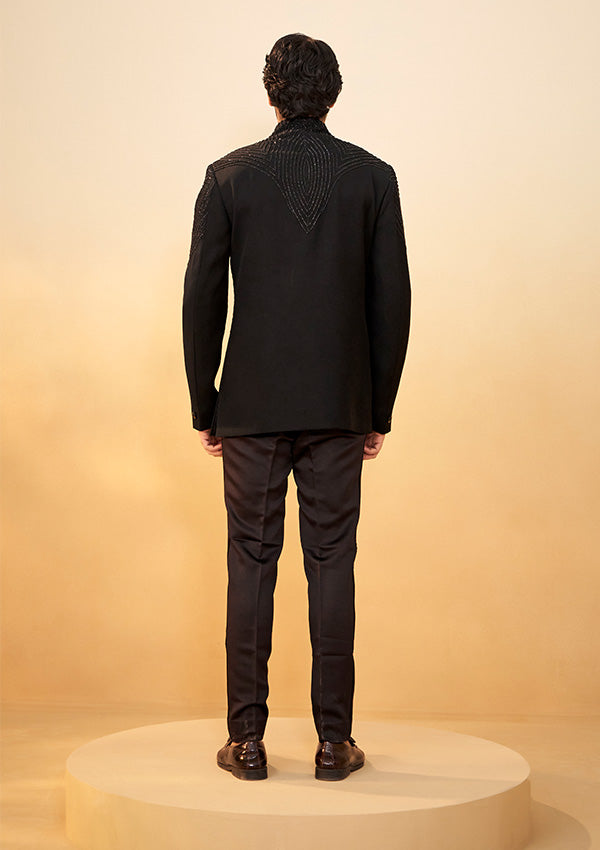 Black Polyviscose Jodhpuri  with Cutdana & Zari Work