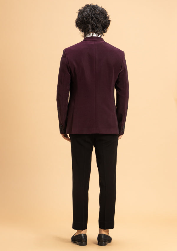 Wine Italian Suit With Cut Dana Work