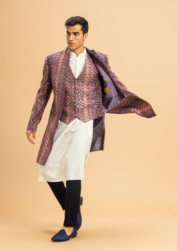 Multicolour Lucknowi Indowestern With Threadwork