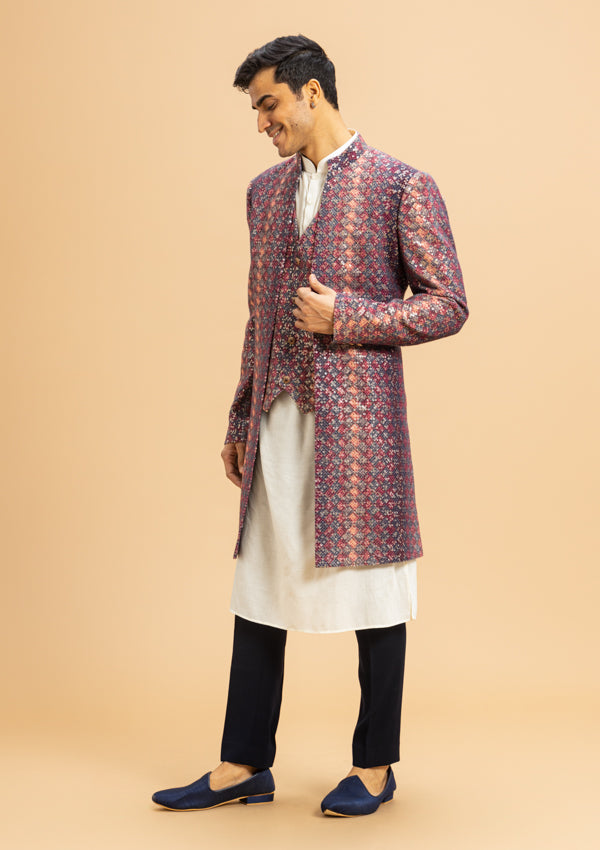 Multicolour Lucknowi Indowestern With Threadwork